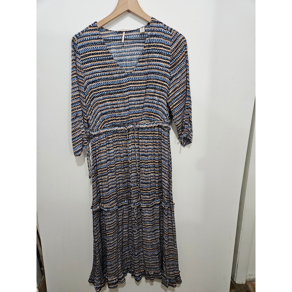 Scotch & Soda Maison Scotch M Geometric Print Midi Dress Tie Waist Boho